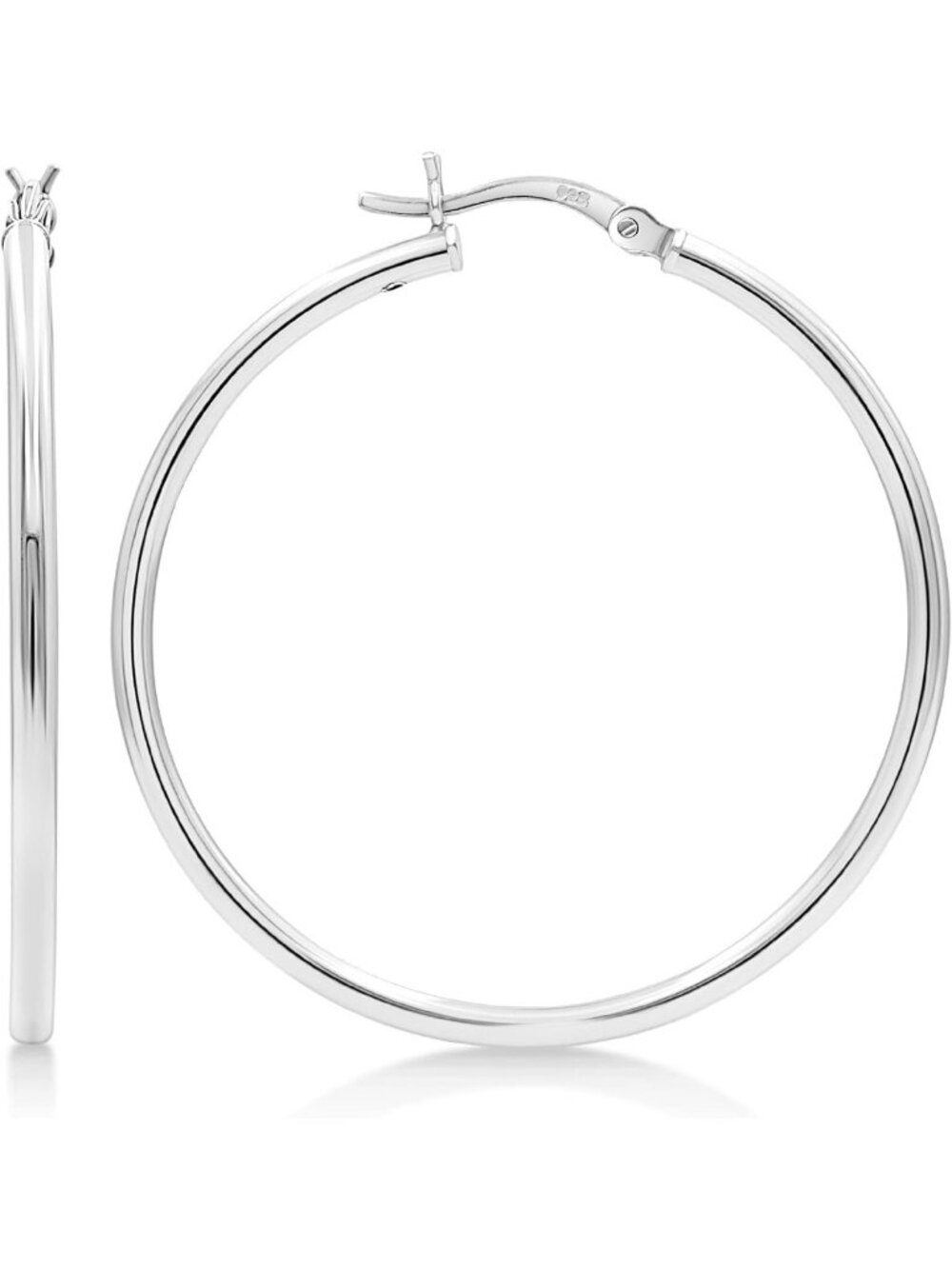 Elegant 925 Sterling Silver Hoop Earrings for Women, 10mm to 50mm Sizes